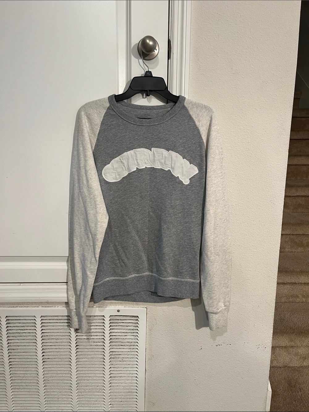 G-Star Gray and Light Gray Raglan Sweatshirt with White Applique